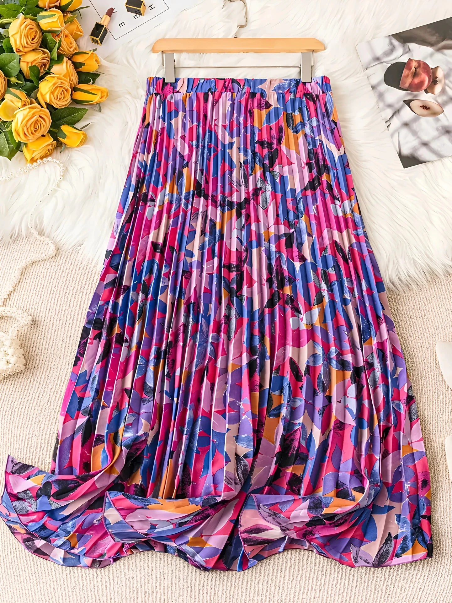 Women Print A-line Blue Skirt