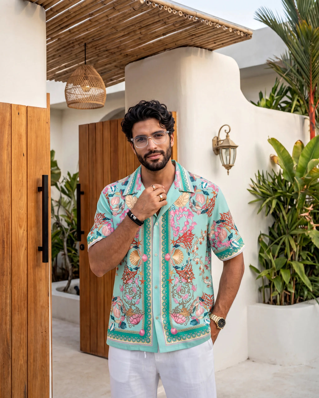 Men Relaxed Fit Printed Lapel Collar Casual Shirt