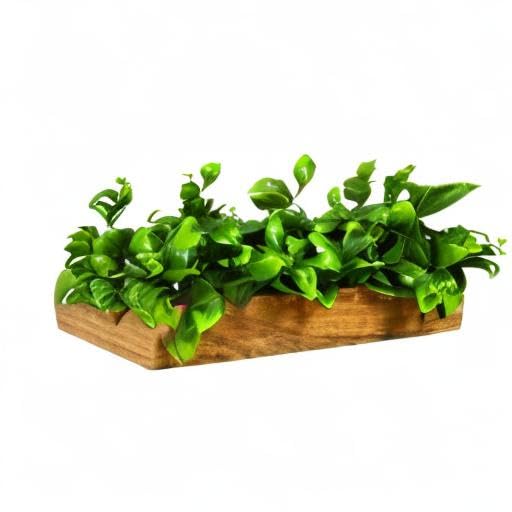 Artificial Citrus Green Leaves Plant in Wooden Small Rectangular Planter
