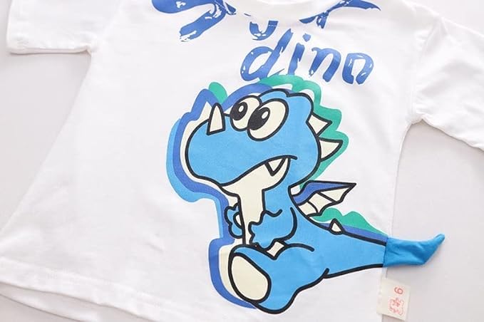 Boy's Cotton Dino Printed T-shirt With Shorts Sets
