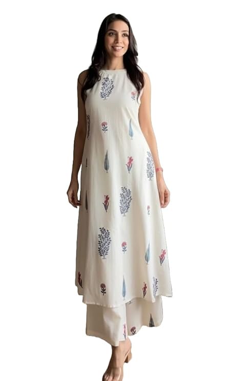 Sleeveless Printed Kurta with Palazzo Pants | Summer Friendly, Office Wear Co-Ord Set