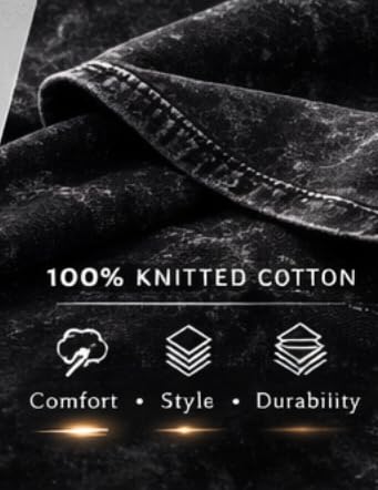 Cotton Oversized T-Shirt Unisex Drop Shoulder Dye Washed Street Look Black Pack of 1