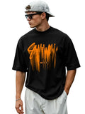 Half Sleeve Oversized Cottonblend Round Neck Printed Men's T-Shirt (Color Black)
