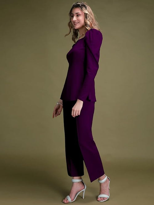 Women's Polyester Solid Co-Ord Set