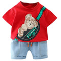 Boy's Cotton Printed T-shirt with Denim Shorts