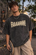 Cotton Oversized T-Shirt Unisex Drop Shoulder Dye Washed Street Look Black Pack of 1