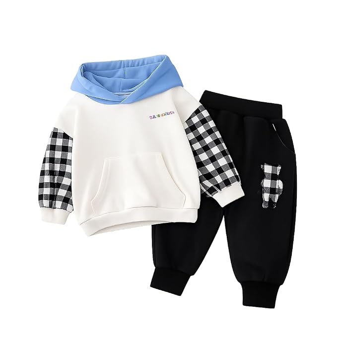 Boy's Cotton Printed Full Sleeves Hoodie Sweatshirt with Jogger Set