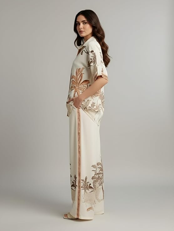Women's Rayon Co-Ord Set | Printed Shirt and Pant Set for Women