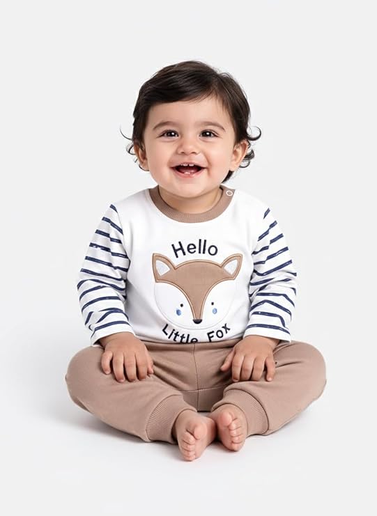 Baby Boys Cotton Clothing Set | Full Sleeve T-Shirt & Pants
