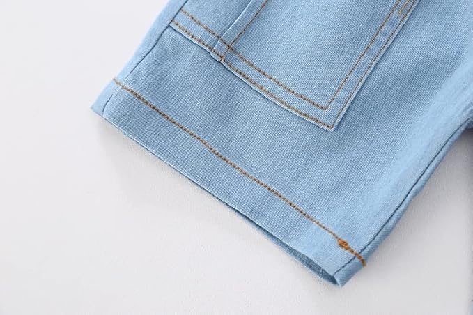 Boy's Cotton Printed T-shirt with Denim Shorts