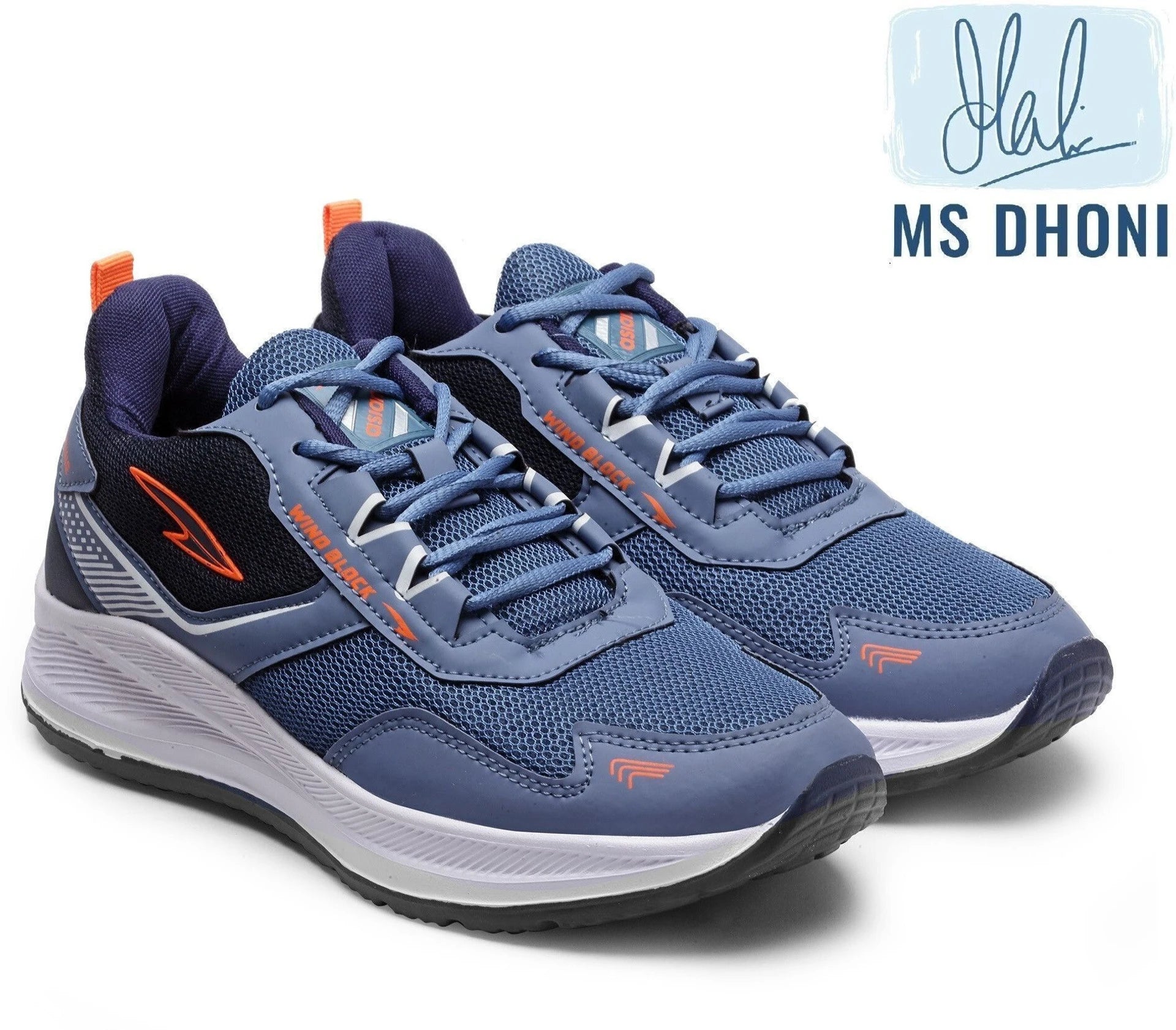 Slate Blue Orange Running Shoes For Men