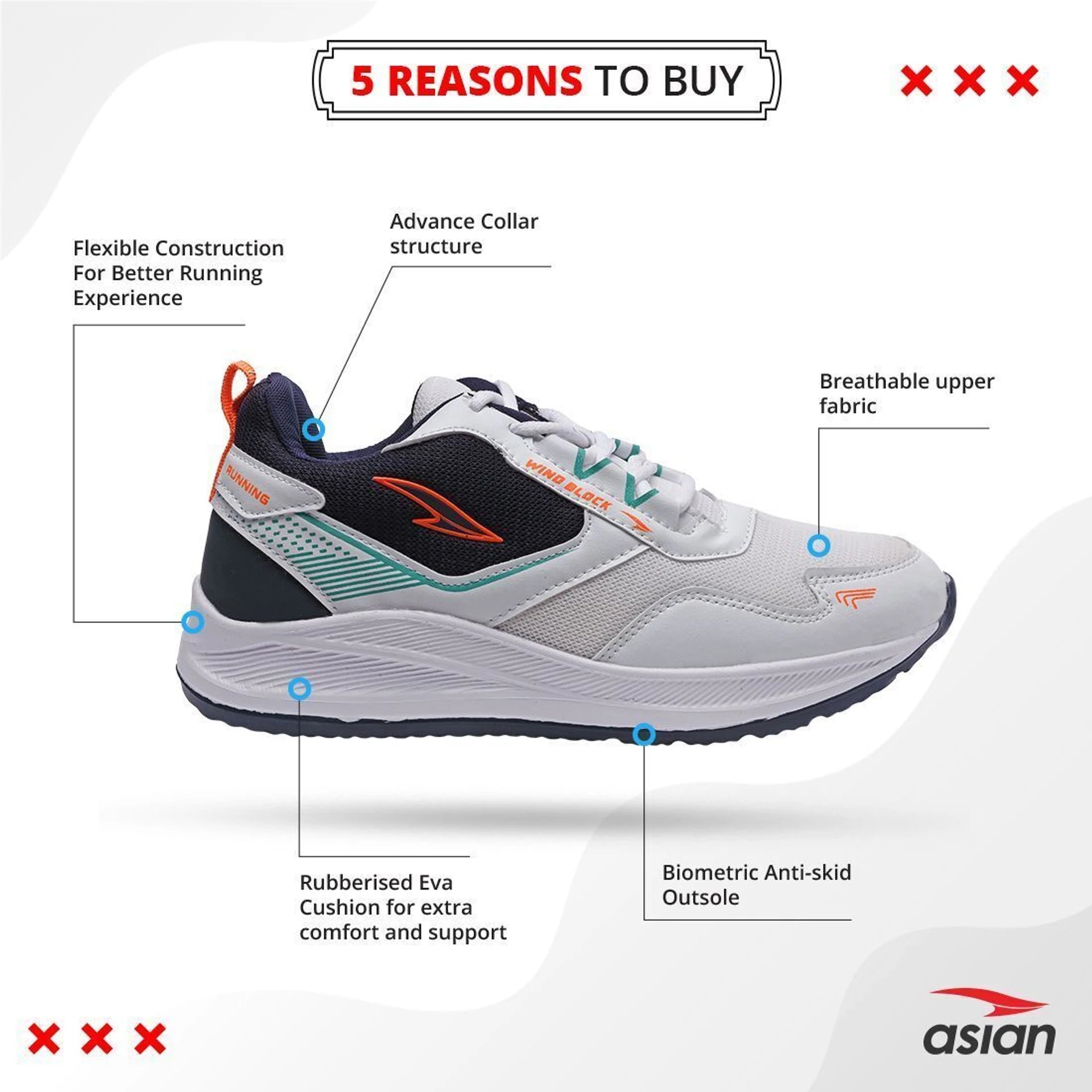 White Slate Blue Running Shoes For Men