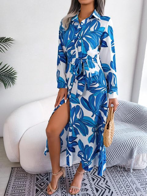 Women's Crepe Midi Dress with Full Sleeves Floral Printed Collar Neck Maxi Length Regular Fit and A Line Style