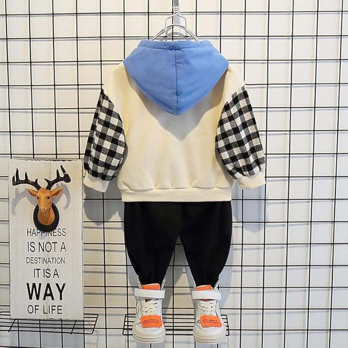 Boy's Cotton Printed Full Sleeves Hoodie Sweatshirt with Jogger Set