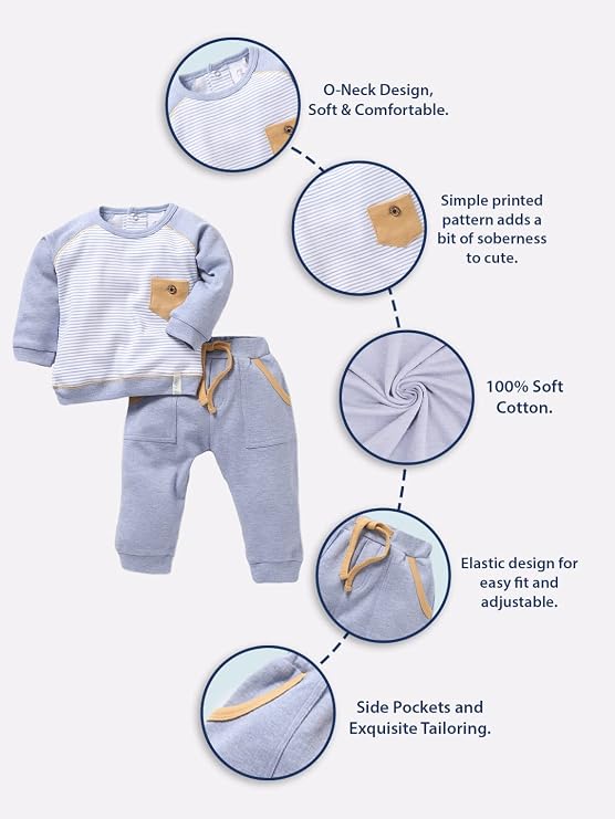 Baby Boys Cotton Clothing Set | Full Sleeve T-Shirt & Pants