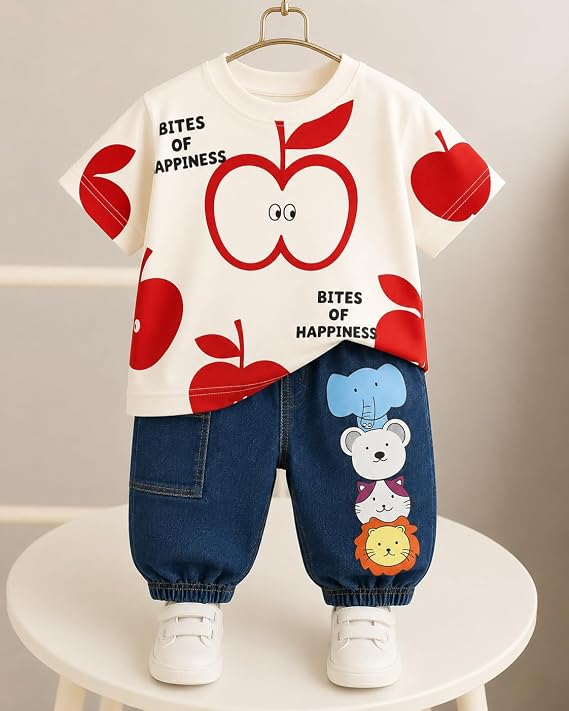 T-shirt with Printed Jogger Pant for Boys - Cotton Clothing Set for Baby Boy
