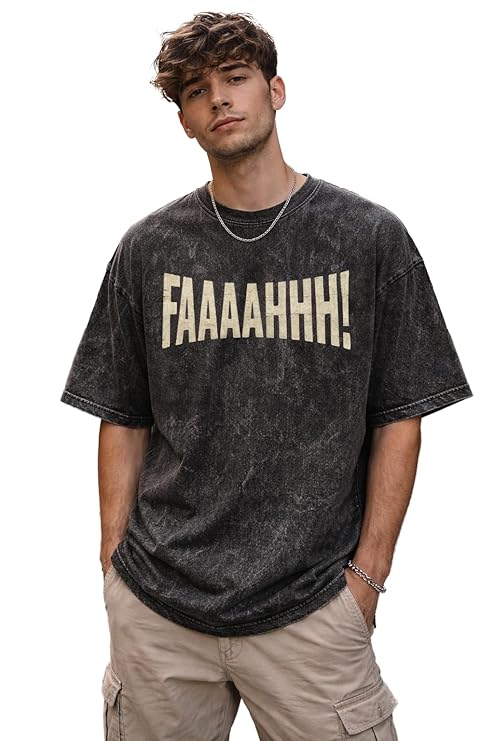 Cotton Oversized T-Shirt Unisex Drop Shoulder Dye Washed Street Look Black Pack of 1