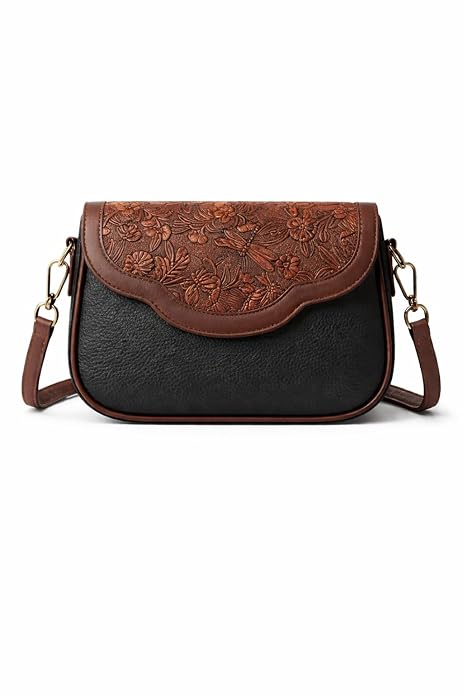 Floral Embossed Crossbody Sling Bag Small Shoulder Handbag for Daily Use