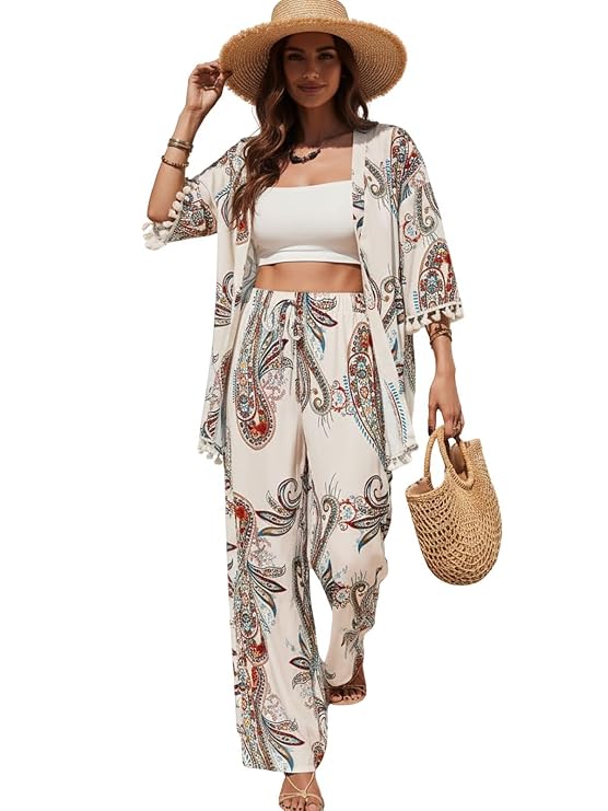 Summer Travel Co-Ord Set Short Sleeve Shirt & Wide-Leg Pant