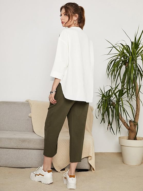 Women's Co-ord Set | Button-up, Loose-fit top with Artistic Abstract Prints