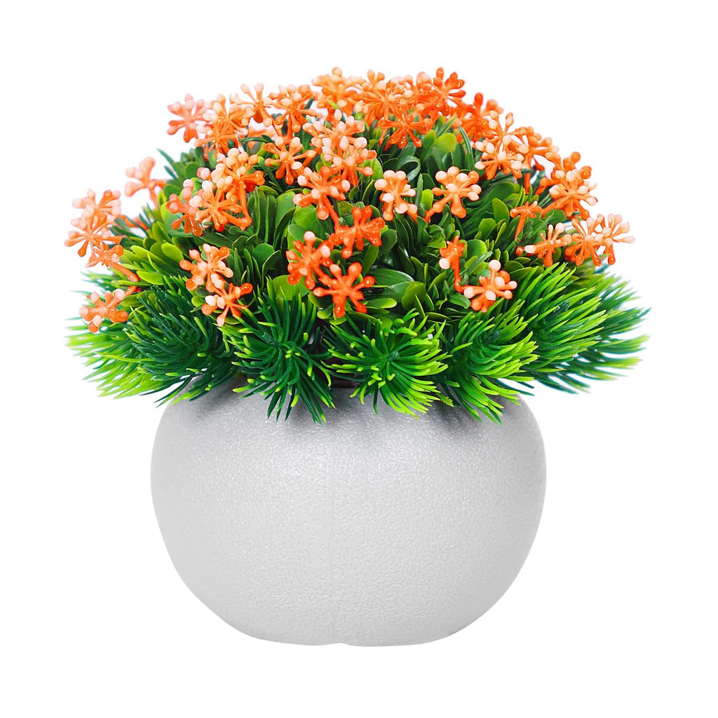 Artificial Flower Plants with White Pot Pack of 4