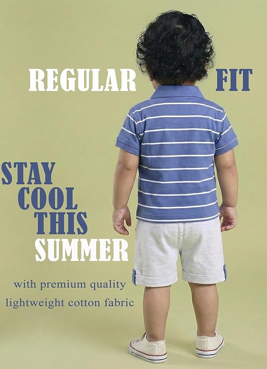 Pure Cotton Collared T-Shirt and Half Pant Set for Kids