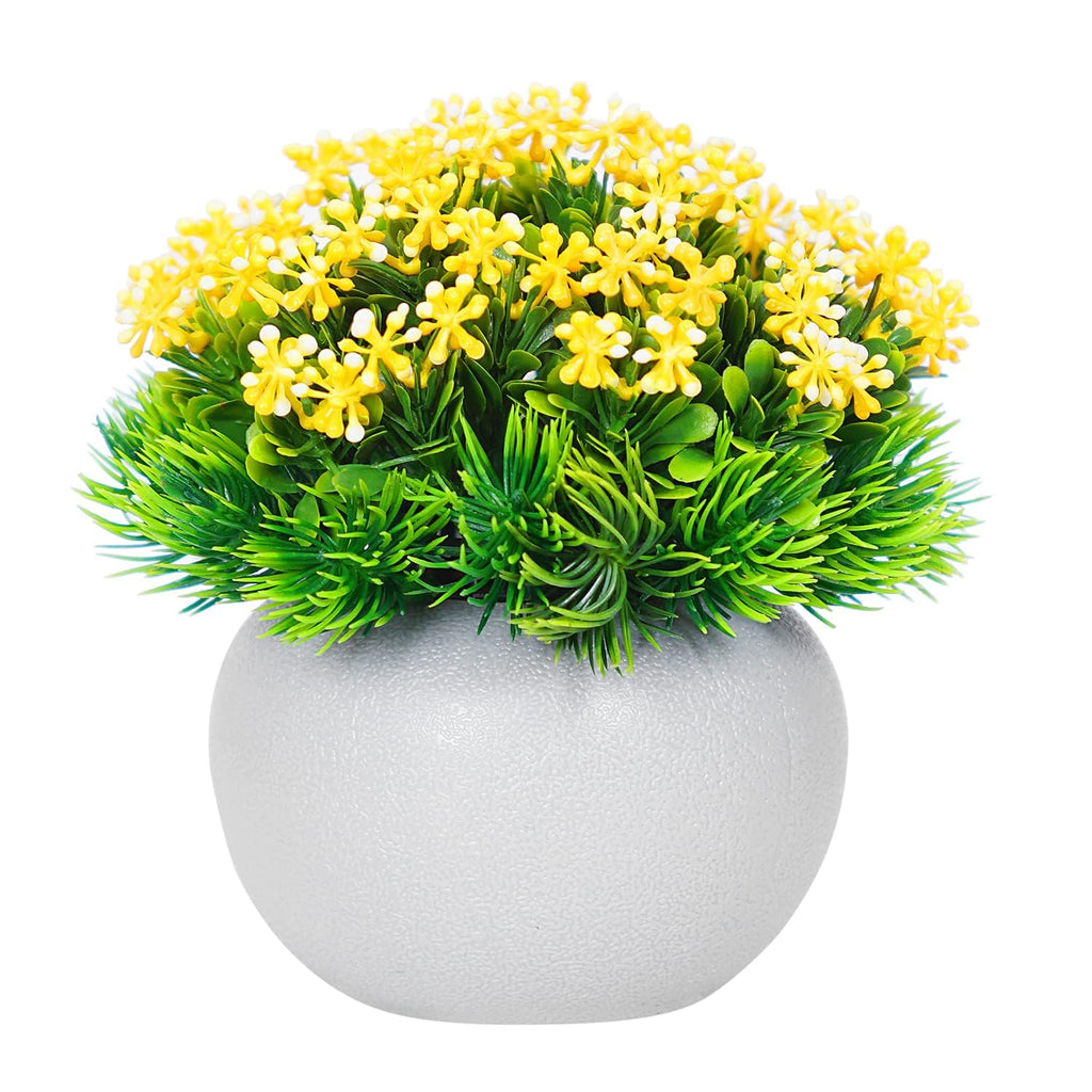 Artificial Flower Plants with White Pot Pack of 4