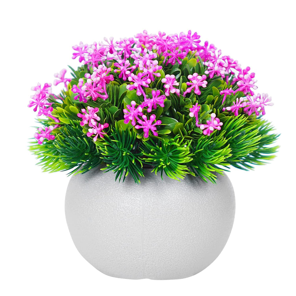 Artificial Flower Plants with White Pot Pack of 4