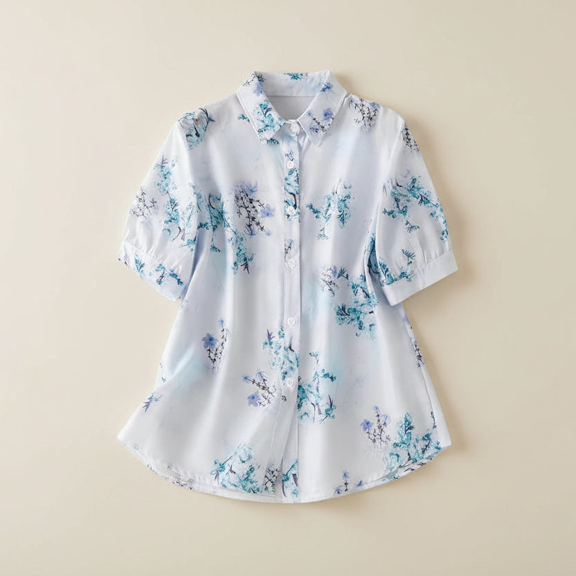 Women's Pink Floral Printed Button Down Western Shirt with Collared Neck and Half Sleeves in Relaxed Fit Style