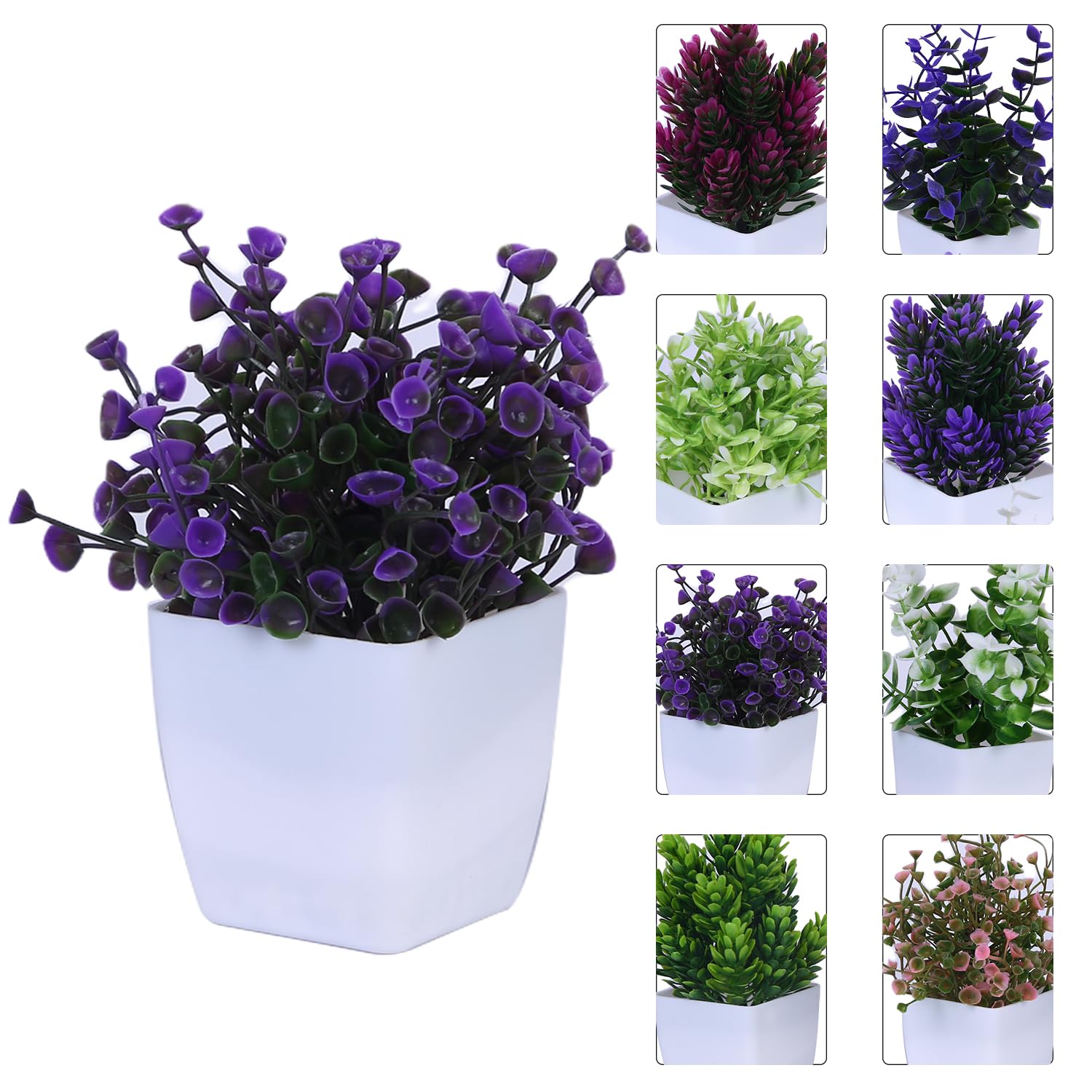 Artificial Plants with Pot Durable Plastic | No Maintenance | Dimensions: 5 cm X 13 cm (Pack of 8)