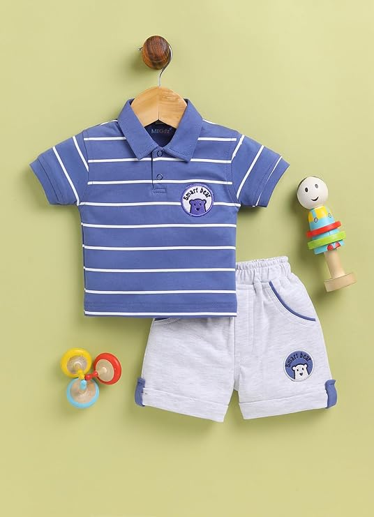 Pure Cotton Collared T-Shirt and Half Pant Set for Kids