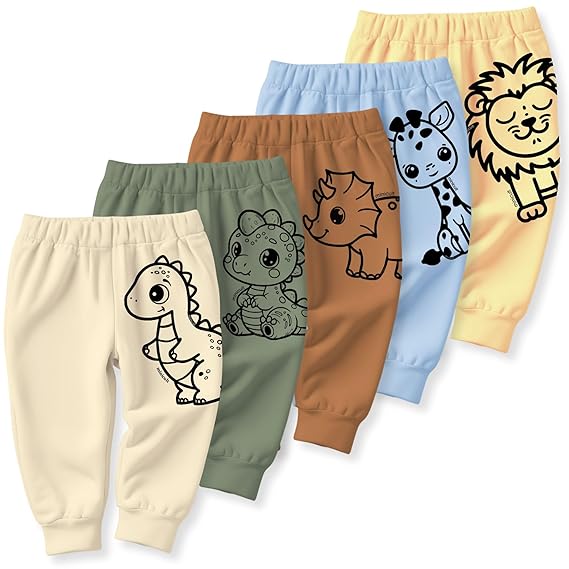 Cotton Pajama Pants with All Over Print for Boys and Girls (Pack of 5)