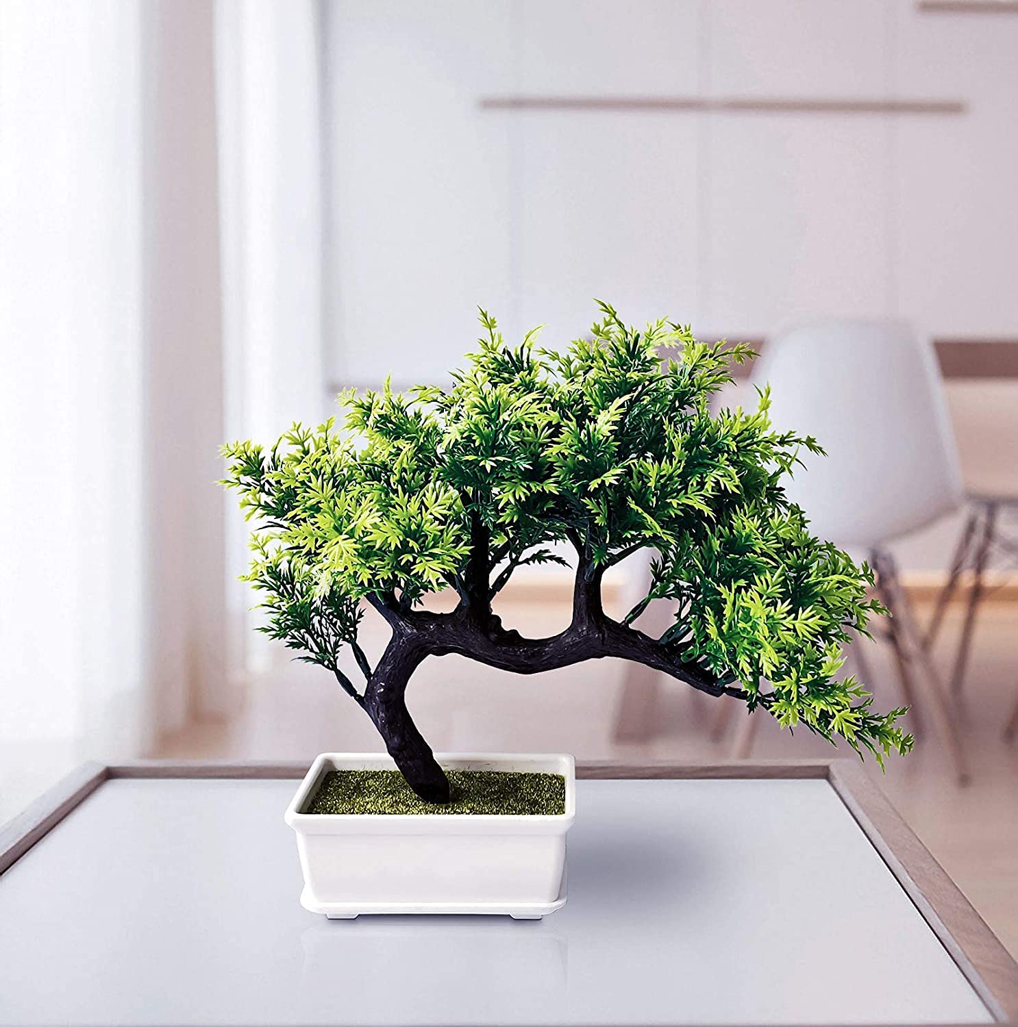 Artificial Bonsai Tree for Home Office Hotel, Green, 31 Centimeters