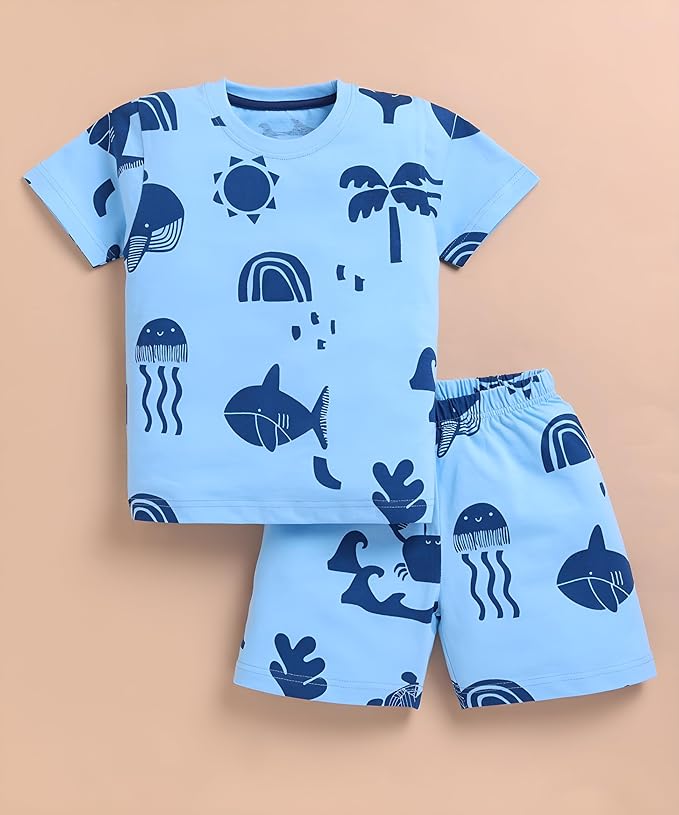 Boys Summer 3 Packs Of T-shirts and Shorts Combo Set (Multicolors)