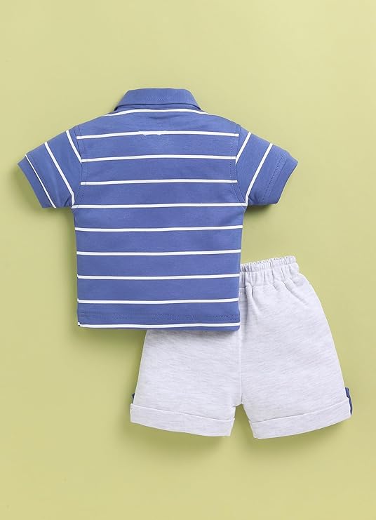 Pure Cotton Collared T-Shirt and Half Pant Set for Kids