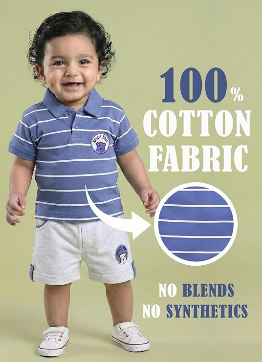 Pure Cotton Collared T-Shirt and Half Pant Set for Kids