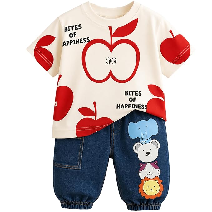 T-shirt with Printed Jogger Pant for Boys - Cotton Clothing Set for Baby Boy