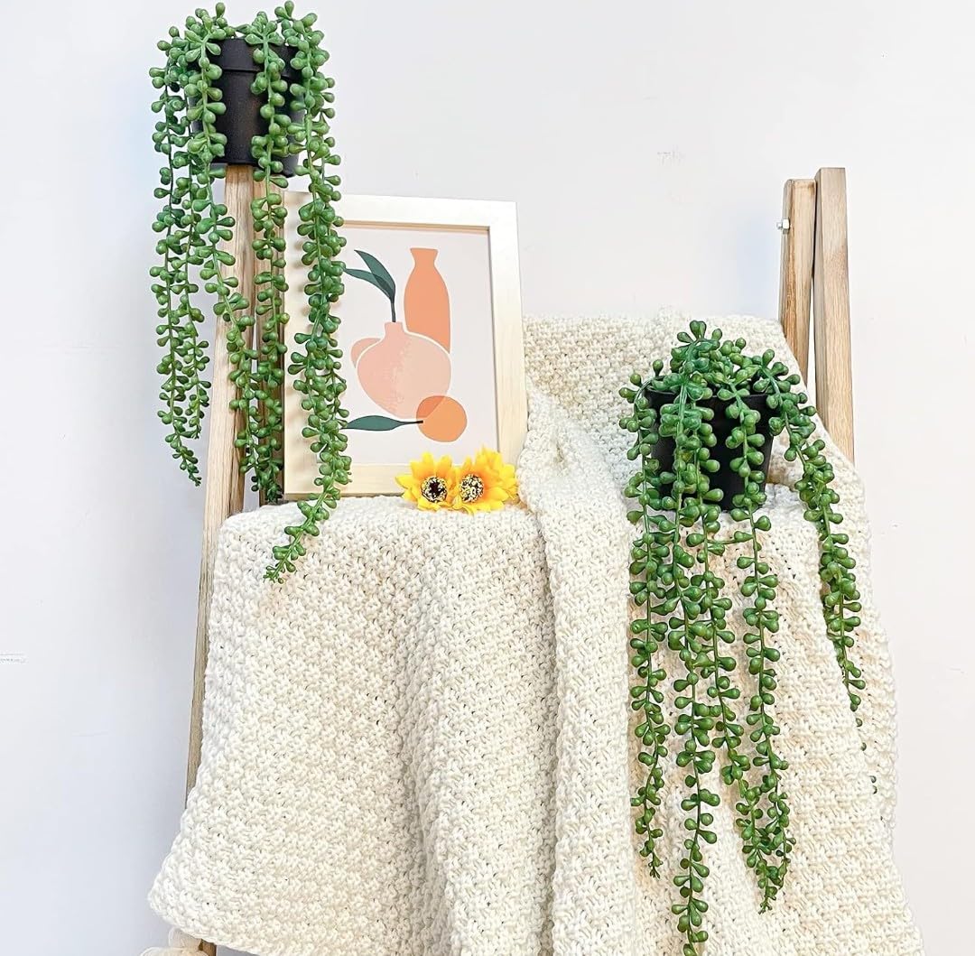 Artificial Greenery Ferns Vines Flowers Needle Wall Hanging For Home Decor