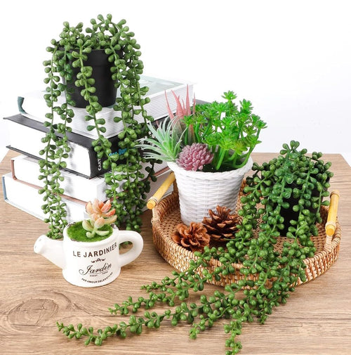 Artificial Greenery Ferns Vines Flowers Needle Wall Hanging For Home Decor