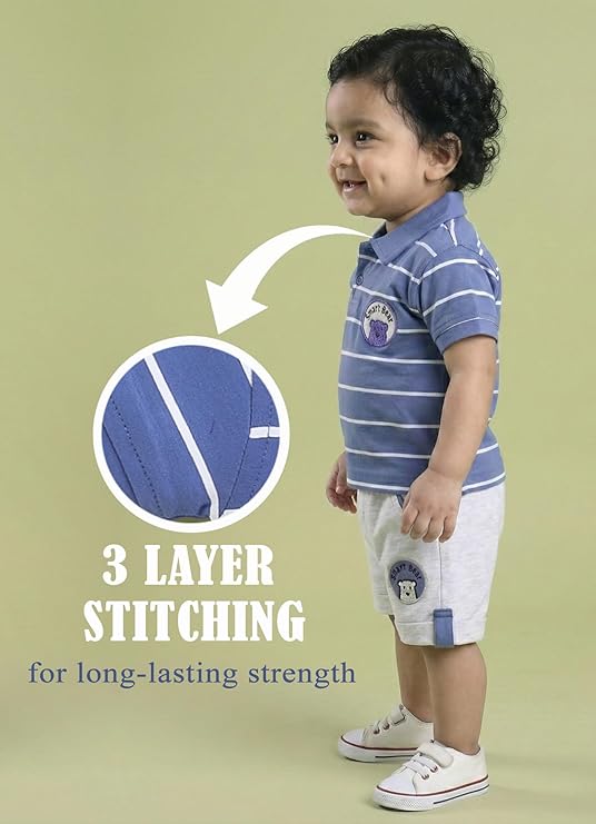 Pure Cotton Collared T-Shirt and Half Pant Set for Kids