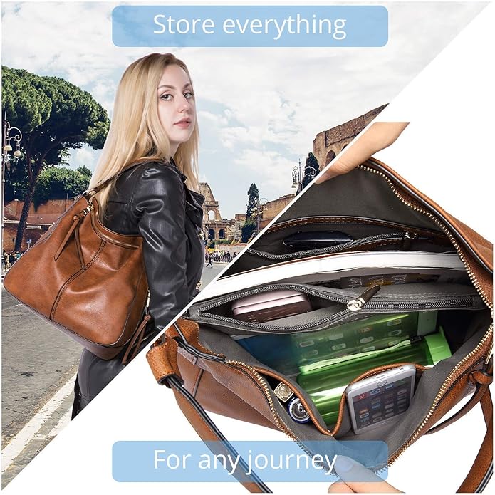 Women Faux Leather Handbags Shoulder Hobo Bag Ladies Big Purse With Long Strap