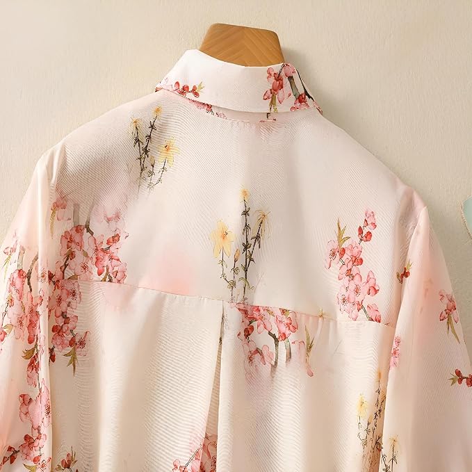 Women's Pink Floral Printed Button Down Western Shirt with Collared Neck and Half Sleeves in Relaxed Fit Style