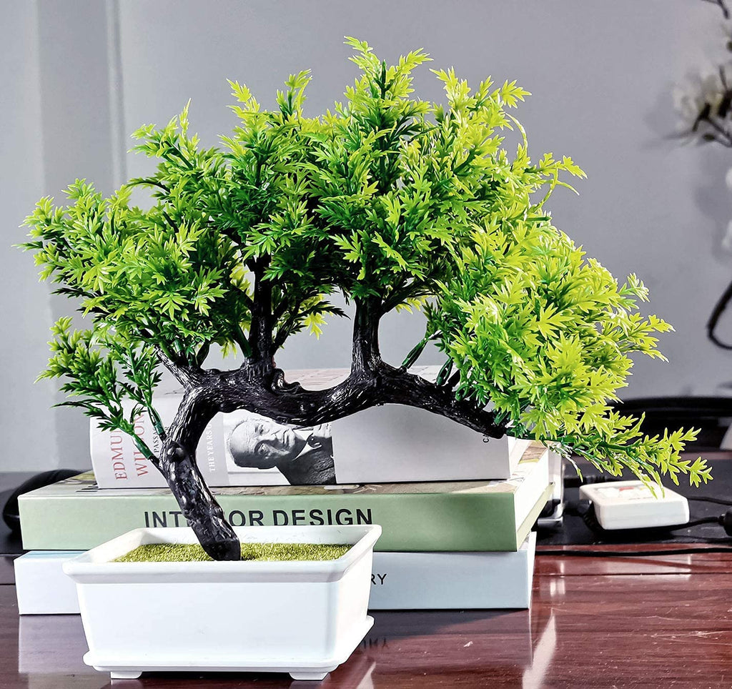 Artificial Bonsai Tree for Home Office Hotel, Green, 31 Centimeters