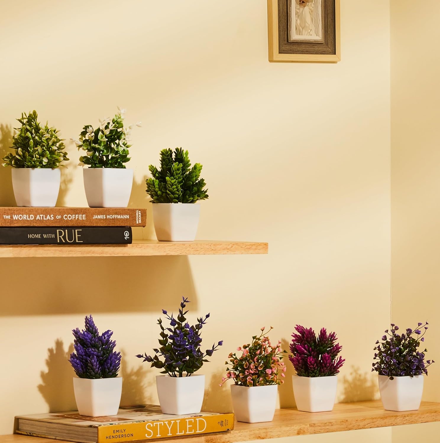 Artificial Plants with Pot Durable Plastic | No Maintenance | Dimensions: 5 cm X 13 cm (Pack of 8)