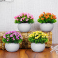 Artificial Flower Plants with White Pot Pack of 4