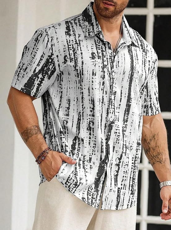 Lymio Shirt for Men| Men's Shirt Abstract Printed Button Down – Slim Fit Casual Wear