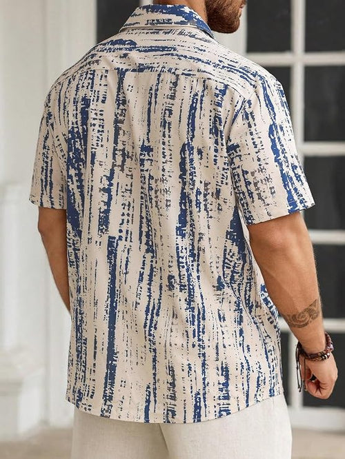 Lymio Shirt for Men| Men's Shirt Abstract Printed Button Down – Slim Fit Casual Wear | Short Sleeve & Breathable | Trendy Beach & Holiday Ready