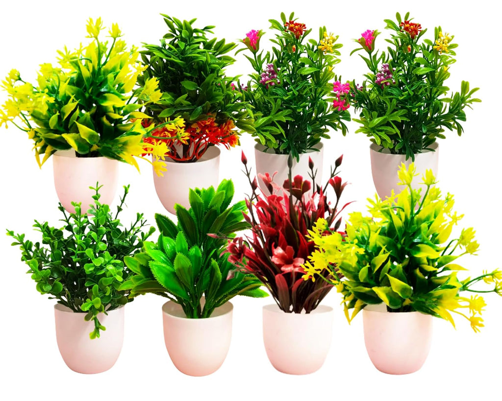 Artificial Plastic Eucalyptus Plants Pack of 8