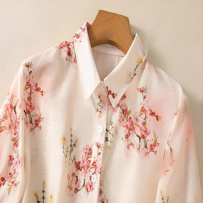 Women's Pink Floral Printed Button Down Western Shirt with Collared Neck and Half Sleeves in Relaxed Fit Style
