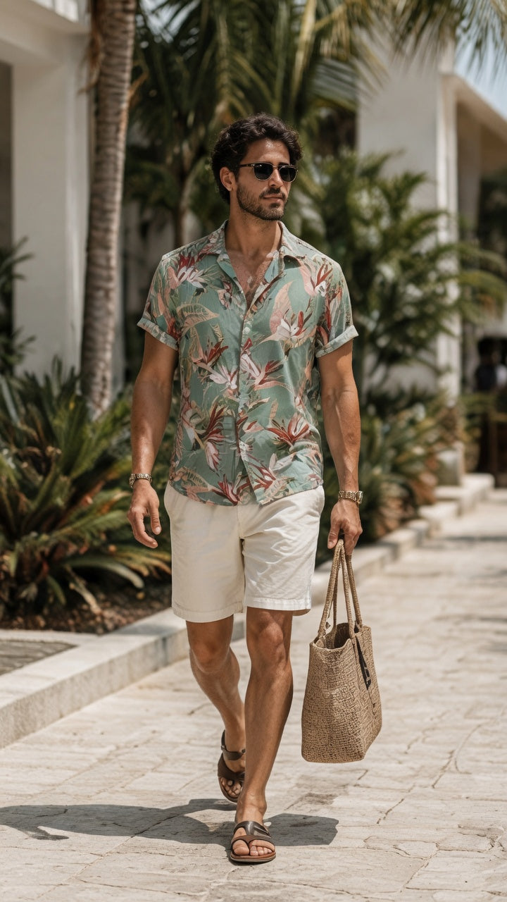 Men's Casual Rayon Relaxed Fit Shirt Button Down Summer Shirts for Men